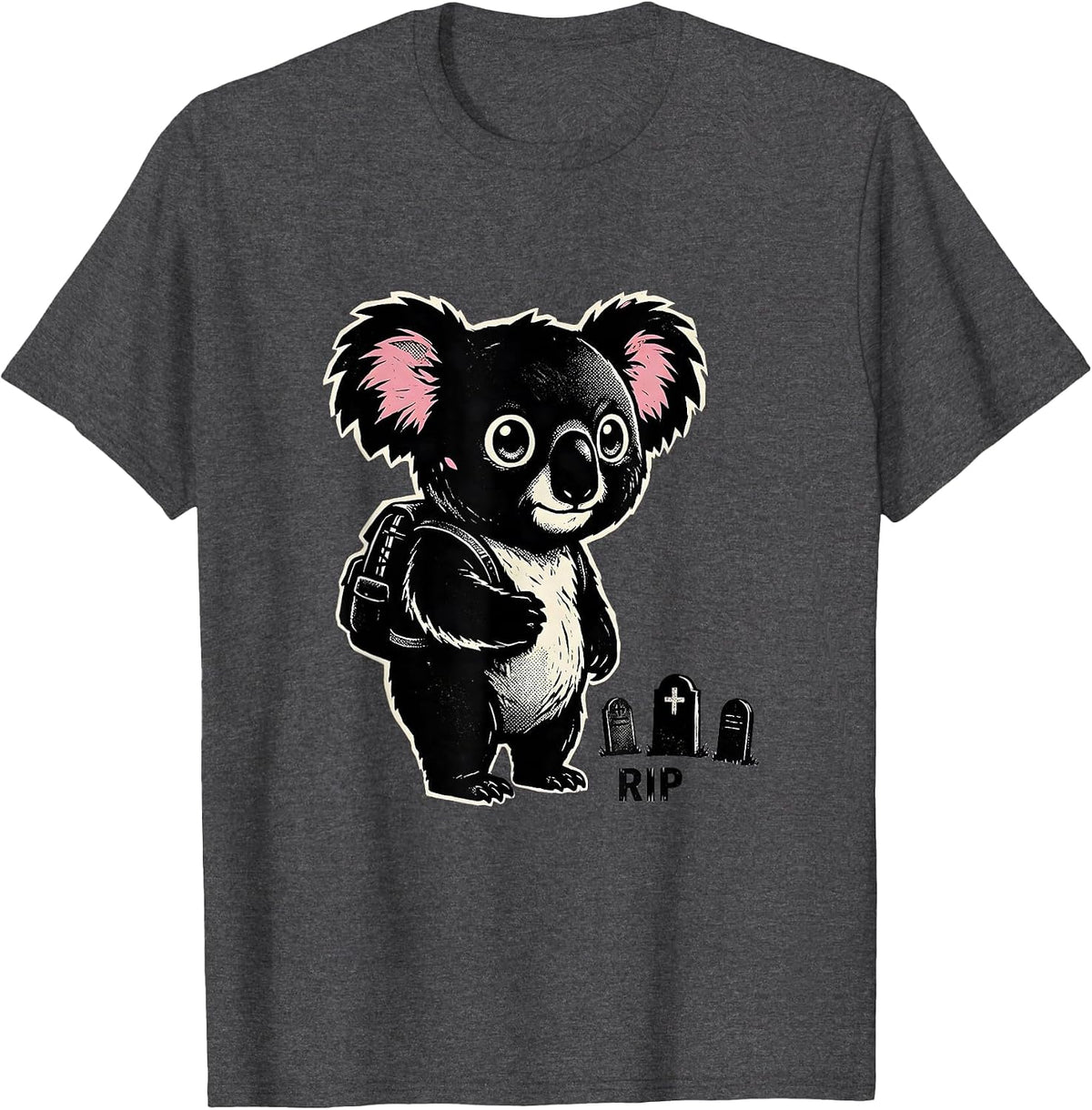 RIP Chibi Koala Anime Pastel Goth Kawaii Horror T-Shirt - Dark Heather Grey