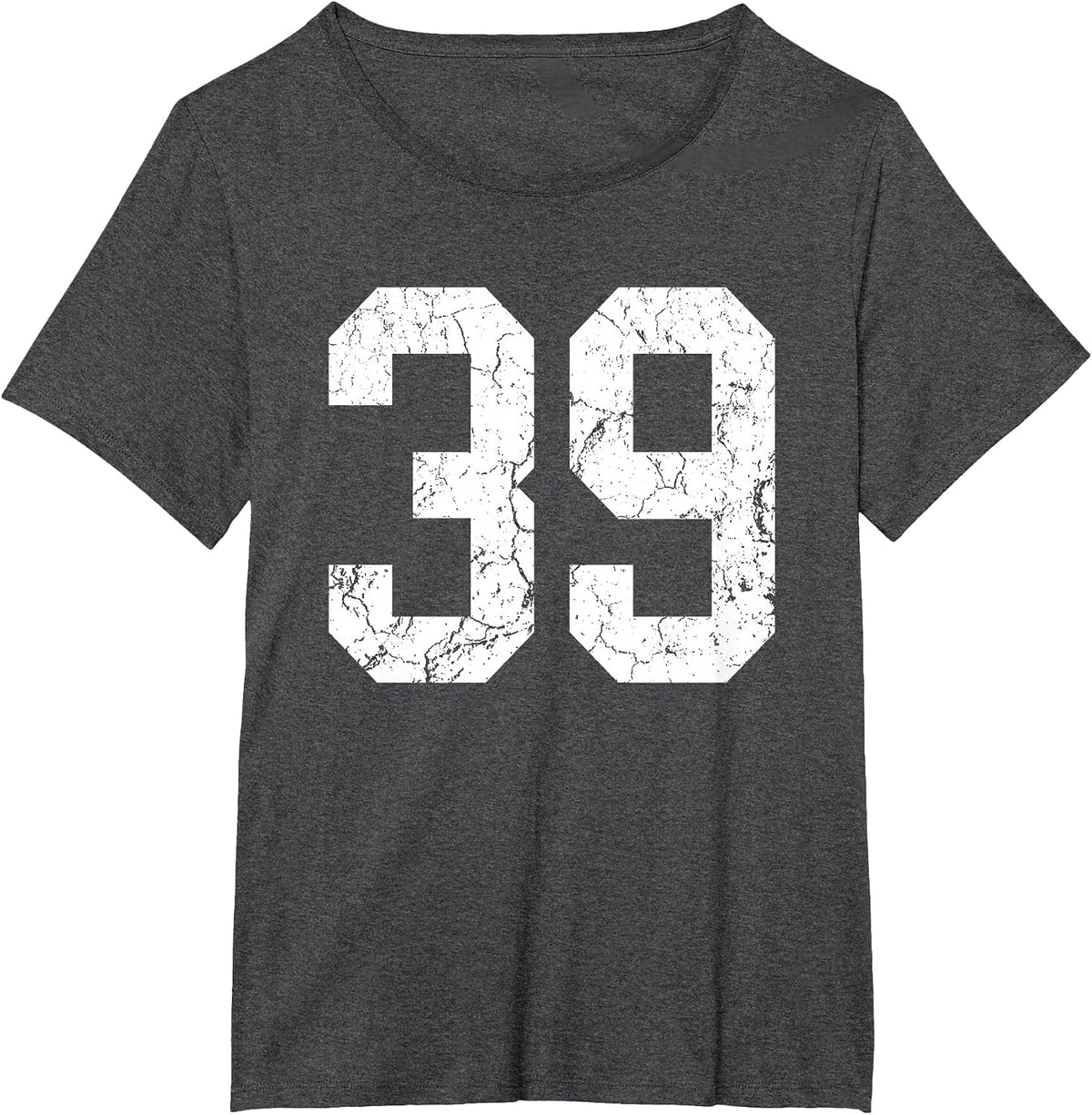 Grunge White Number 39 Jersey Uniform Player Fan T-Shirt - Dark Heather Grey