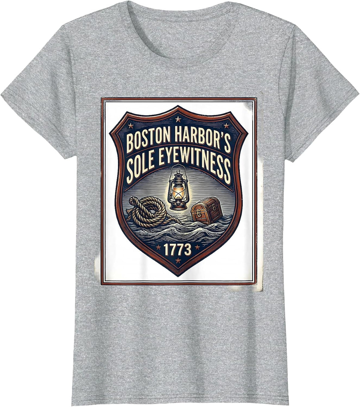 Boston Harbor's Sole Eyewitness, 1773 History Teacher Funny T-Shirt - Heather Grey