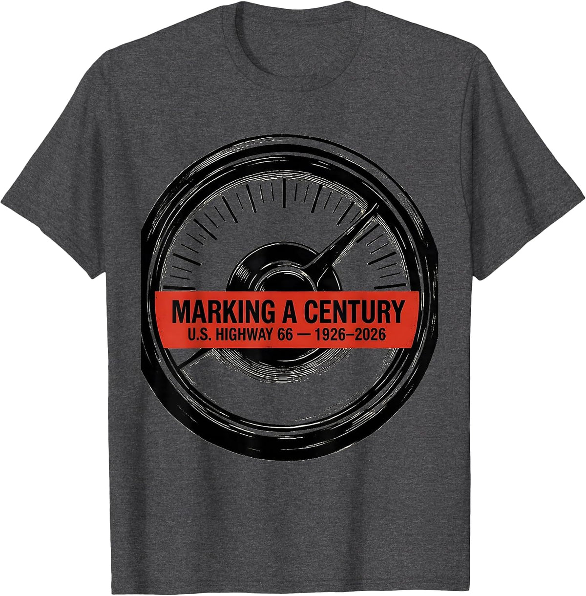 Marking A Century — U.S. Highway 66 — 1926-2026 Vintage T-Shirt - Dark Heather Grey