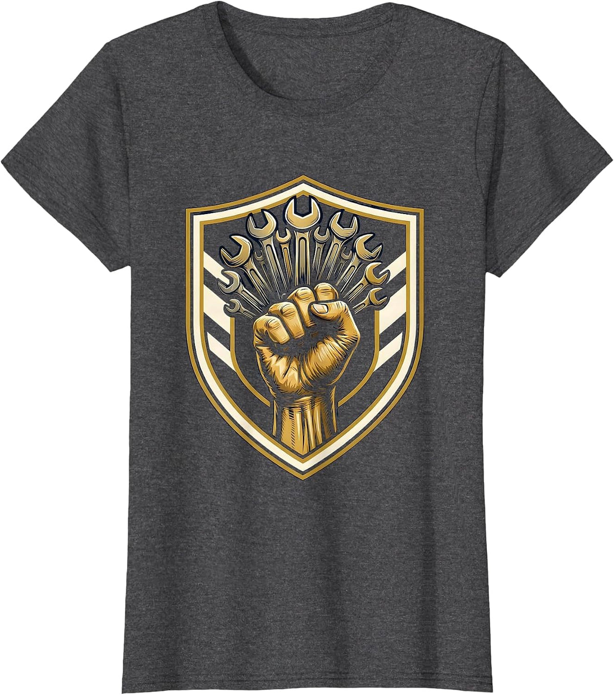 Women's Calloused Fist Wrenches Blue Collar Worker Graphic T-Shirt - Dark Heather Grey