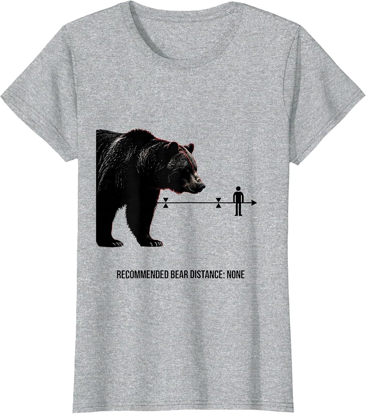 Women's Recommended Bear Distance None Funny Bear Wildlife Graphic T-Shirt - Heather Grey
