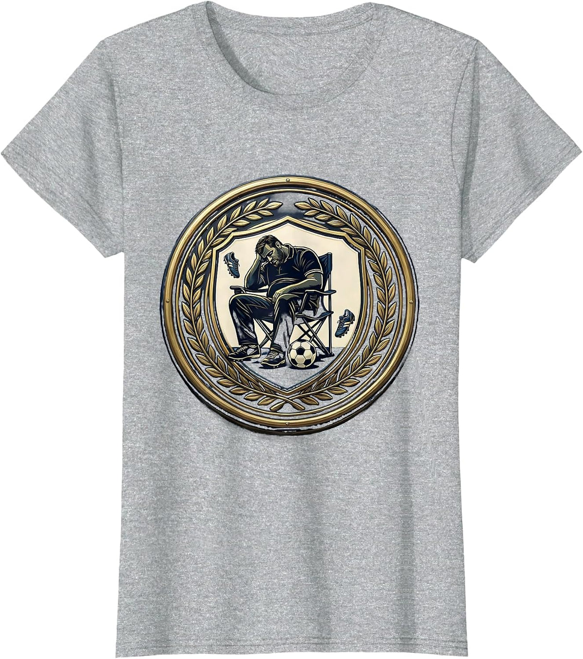 Soccer Dad Exhausted Napping in Folding Chair T-Shirt - Heather Grey