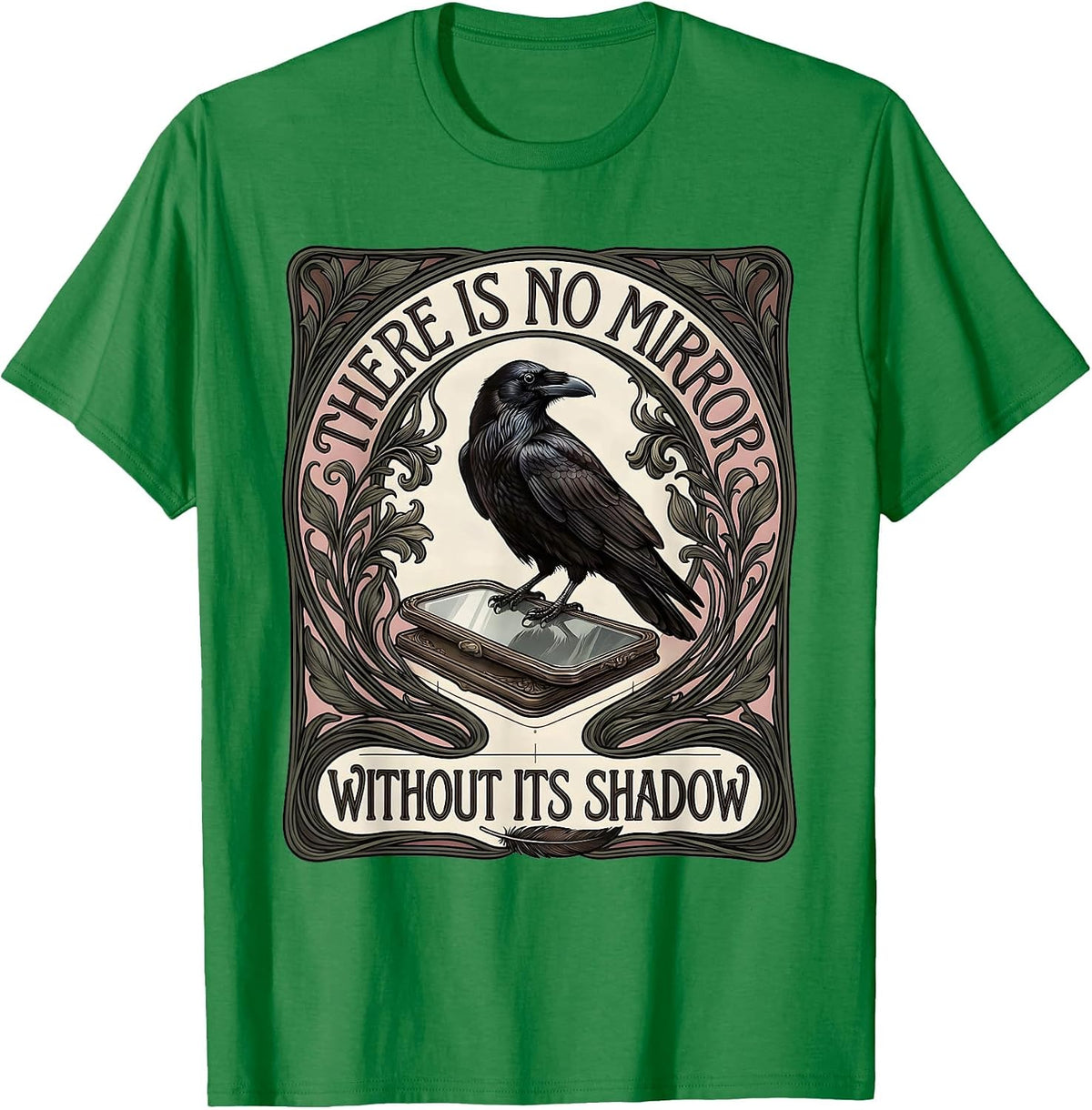 Men's There Is No Mirror Without Its Shadow Art Nouveau Edgar T-Shirt - Kelly Green