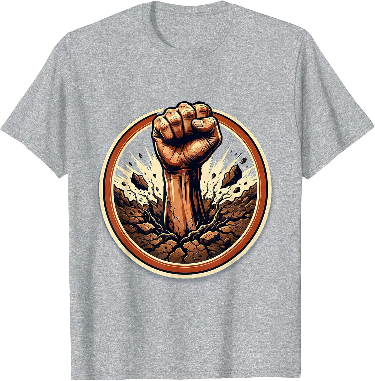 Men's Rising Hand From the Earth Graphic Design T-Shirt - Heather Grey