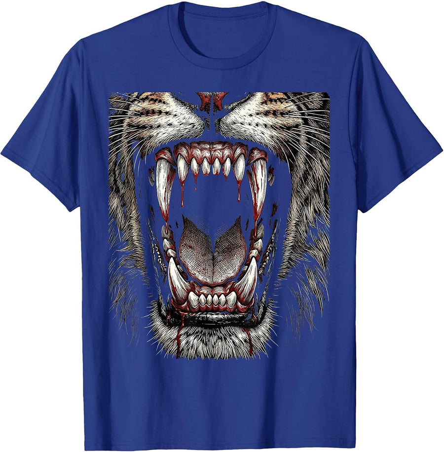 Foaming Mouth Rabies Graphic Illustration T-Shirt - Royal Blue