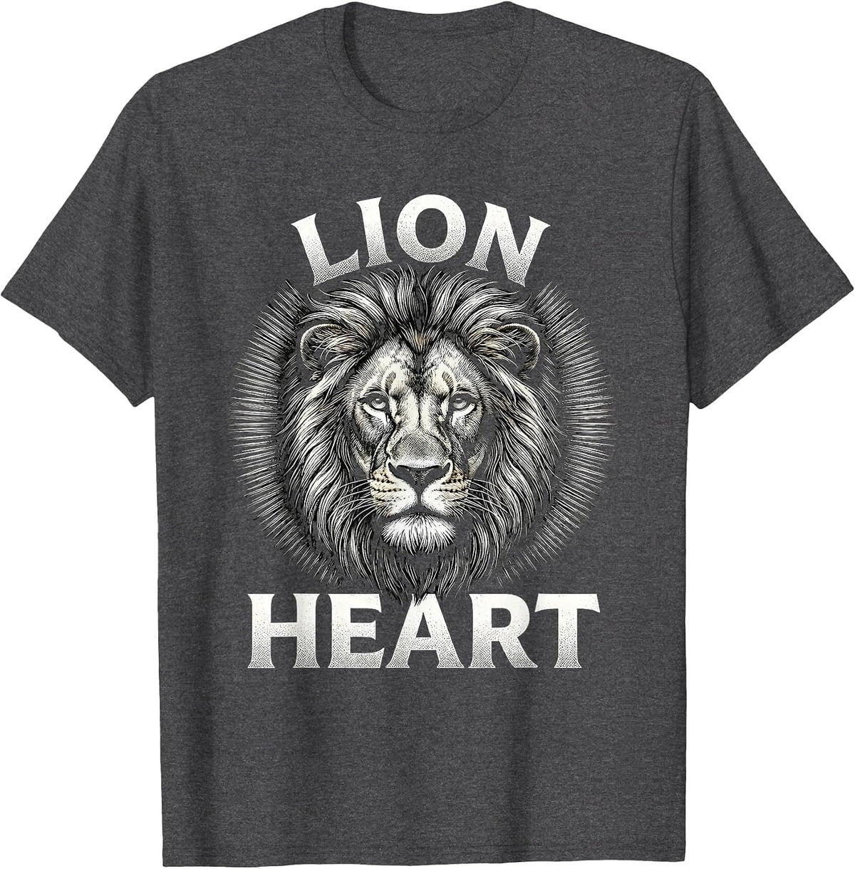 Men's Lion Heart Bold Fierce Animal Pride Fan Unisex T-Shirt - Dark Heather Grey