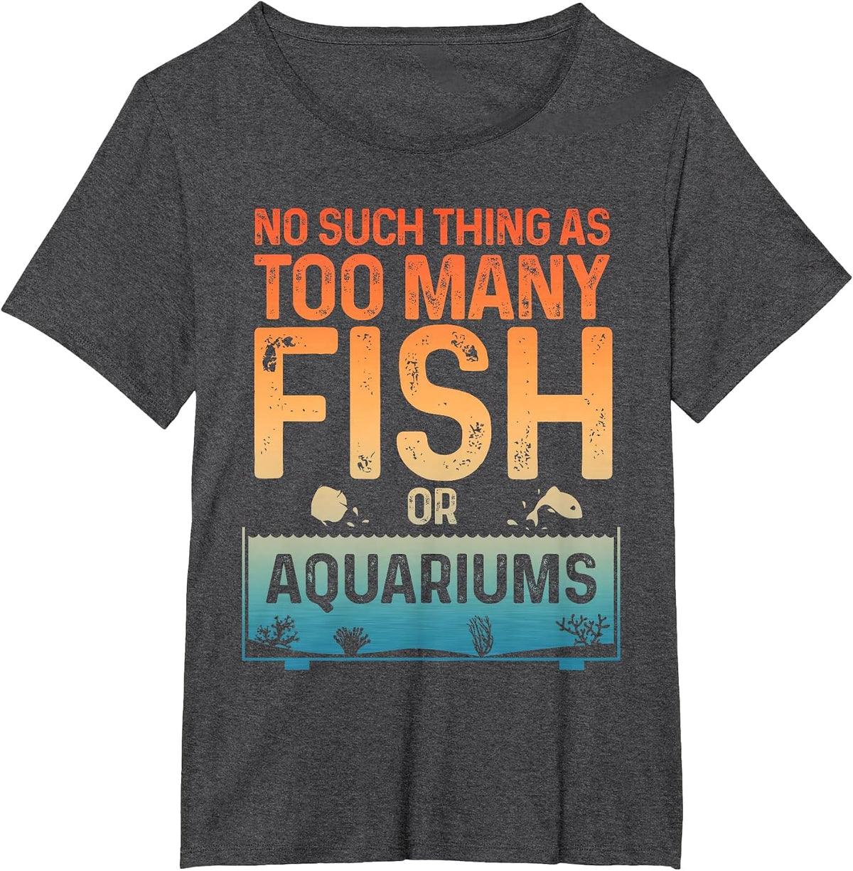Aquarium Design for Men Women Fish Lover Aquarium Fish Tank T-Shirt - Dark Heather Grey