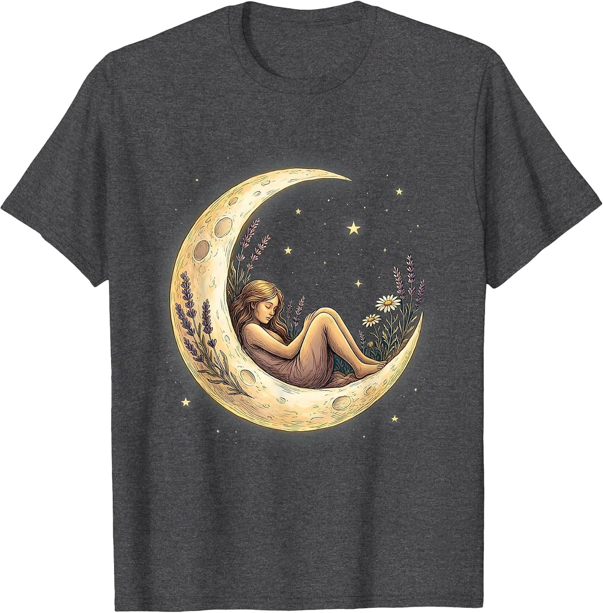 Men's Crescent Moon Sleeping Figure Suicide Prevention T-Shirt - Dark Heather Grey