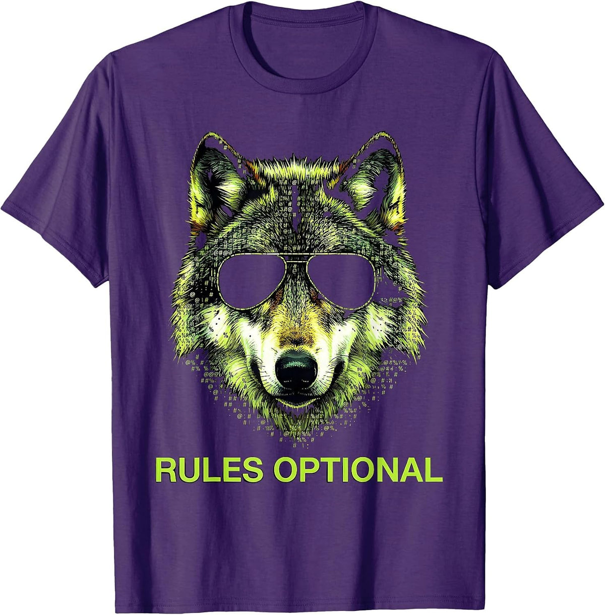 rules optional Ascii Wolf Punk Rock Anarchy Rebel T-Shirt - Purple