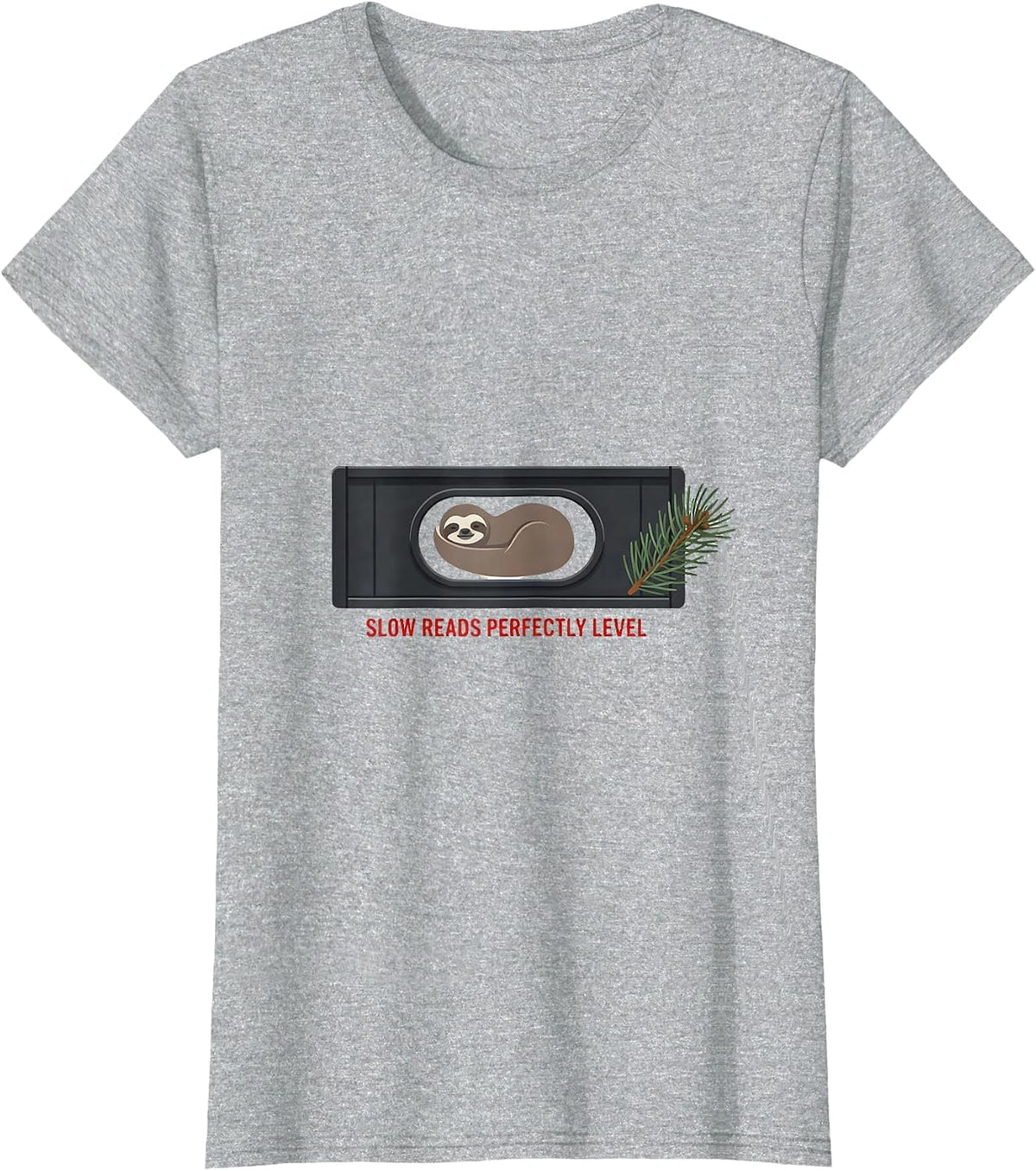 Women's Slow Reads Perfectly Level Funny Sloth Lover Christmas T-Shirt - Heather Grey