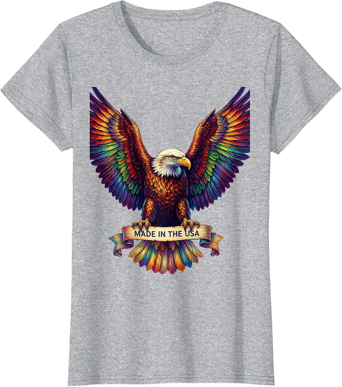 Made in the USA Proud American Patriotic Design T-Shirt - Heather Grey