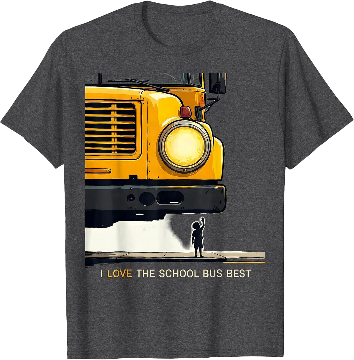 Men's I Love The School Bus Best Funny School Bus Driver Gift T-Shirt - Dark Heather Grey