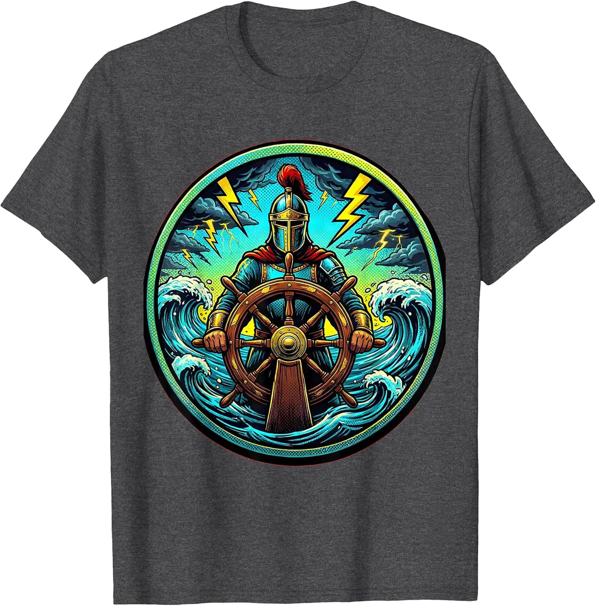 Men's Chaos Coordinator Crowned Captain Stormy Whirlpool T-Shirt - Dark Heather Grey