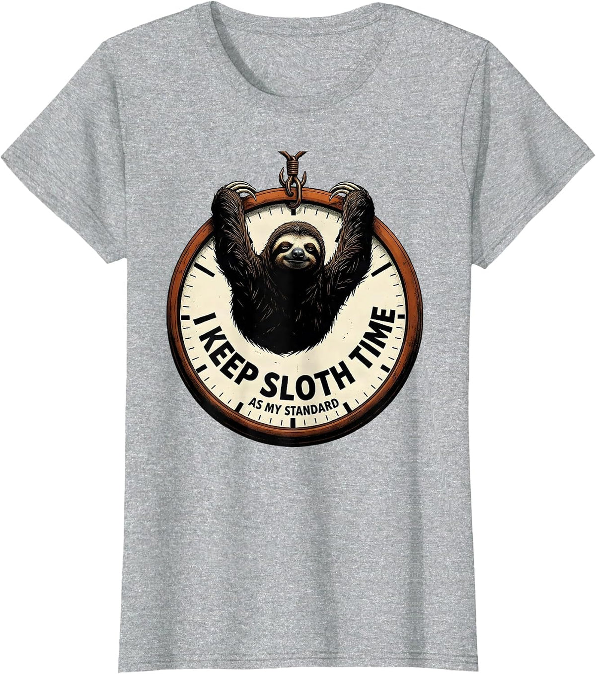 Women's I Keep Sloth Time As My Standard Funny Sloth Lover Animal T-Shirt - Heather Grey