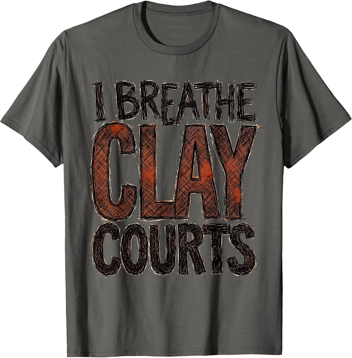I Breathe Clay Courts Tennis Design T-Shirt - Asphalt Grey