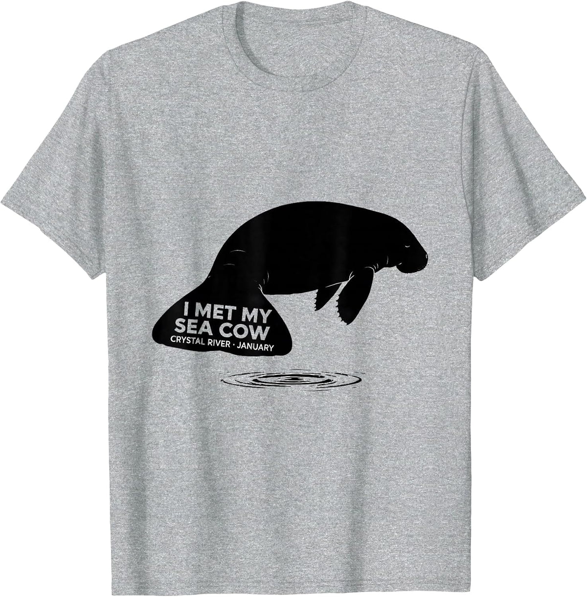 Men's I Met My Sea Cow, Crystal River, January Manatee Lover T-Shirt - Heather Grey