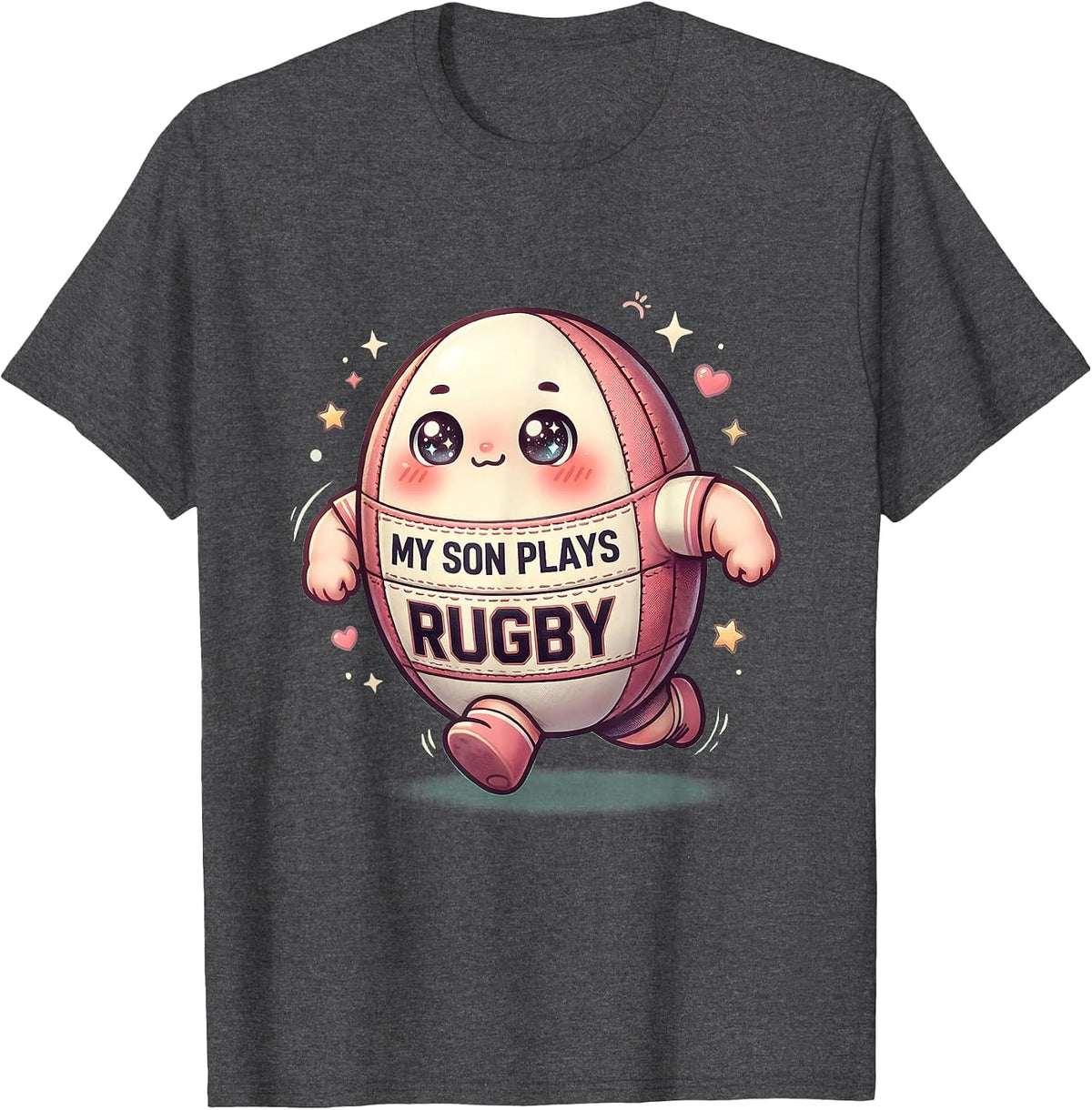 My Son Plays Rugby Proud Parent Design T-Shirt - Dark Heather Grey