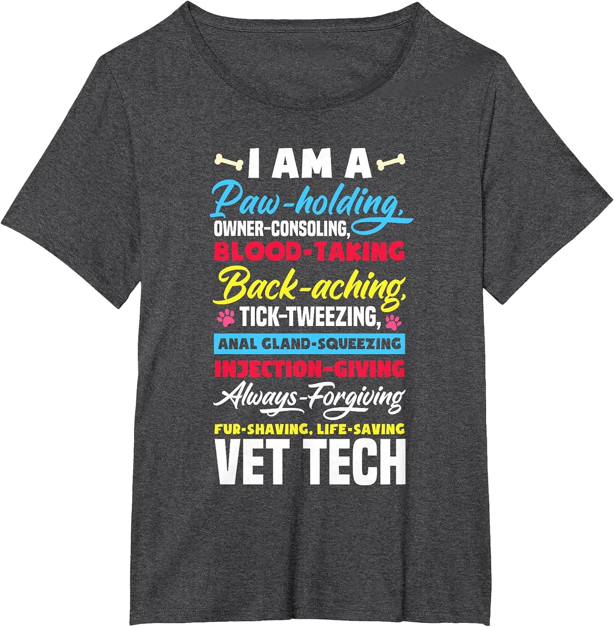 Vet Tech Paw Holding Funny Veterinary Technician T-Shirt - Dark Heather Grey