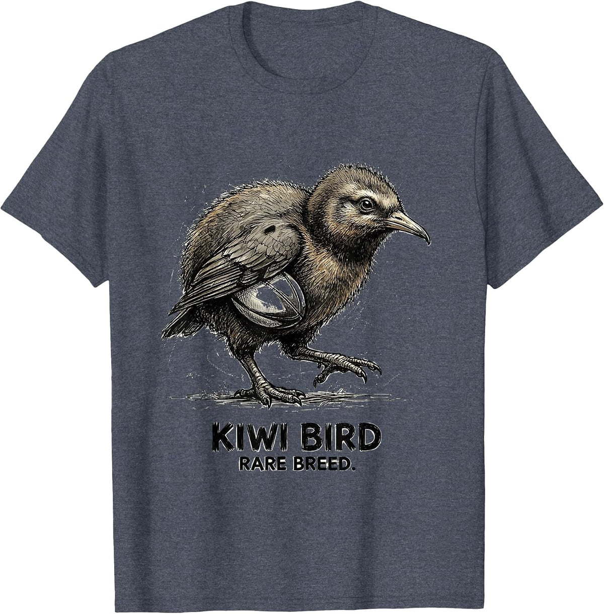 Kiwi Bird. Rare Breed. Hand-Sketched Design T-Shirt - Heather Blue