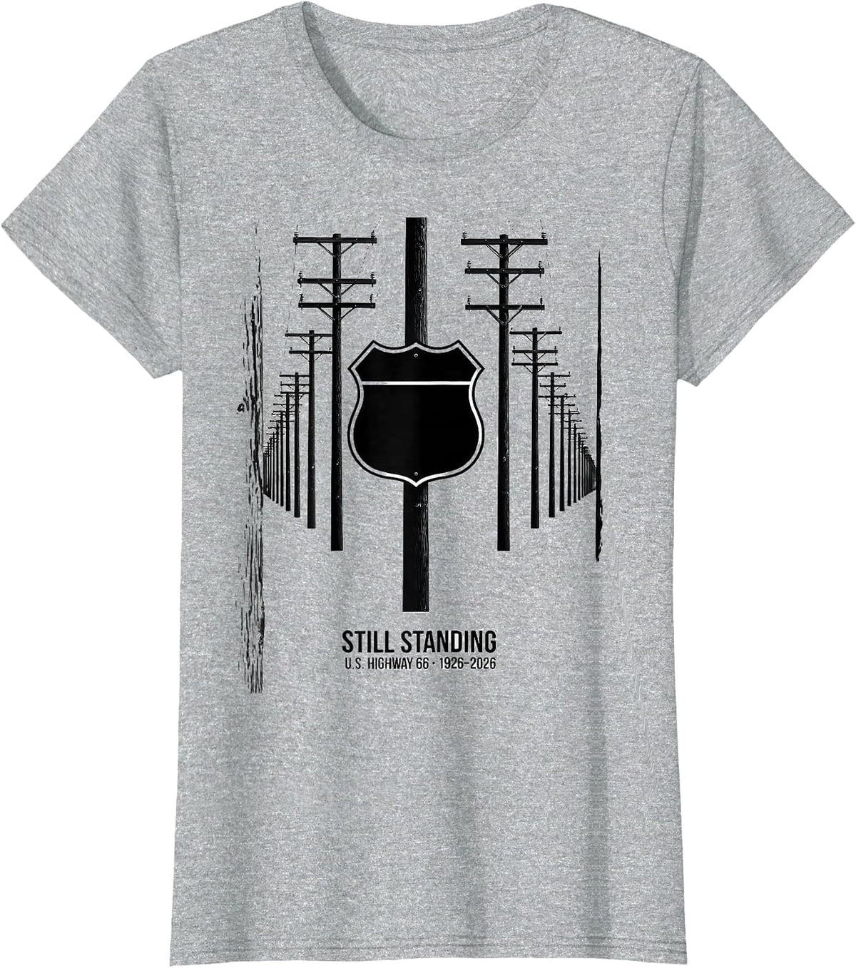 Women's Still Standing, U.S. Highway 66, 1926–2026 Vintage T-Shirt - Heather Grey