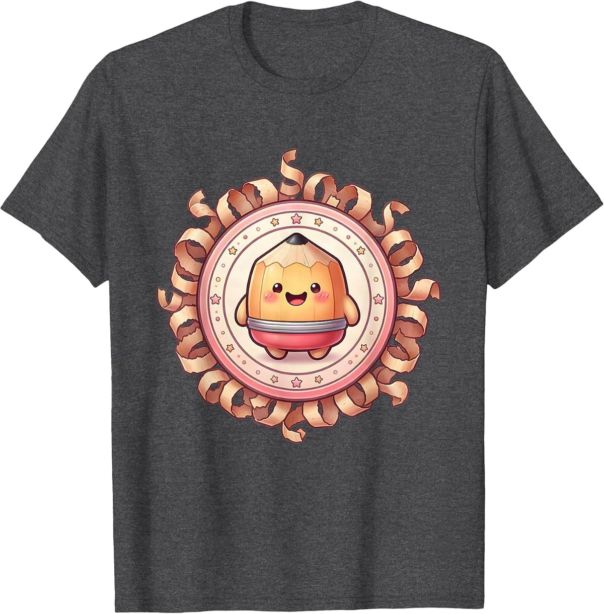 Pink Pencil Sharpener Art Teacher Gift T-Shirt - Dark Heather Grey