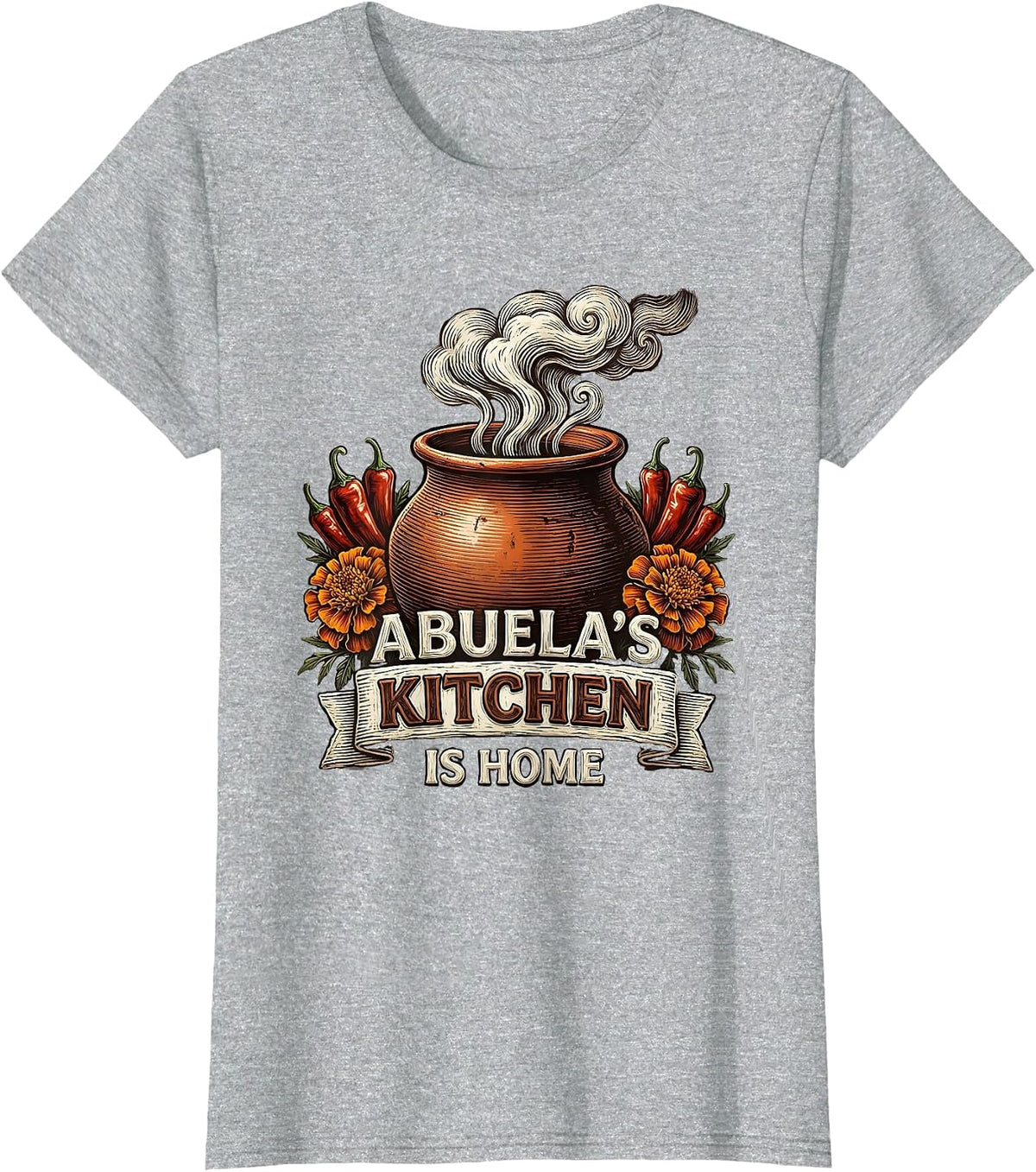 Abuela's Kitchen Is Home Mexican Heritage Design T-Shirt - Heather Grey