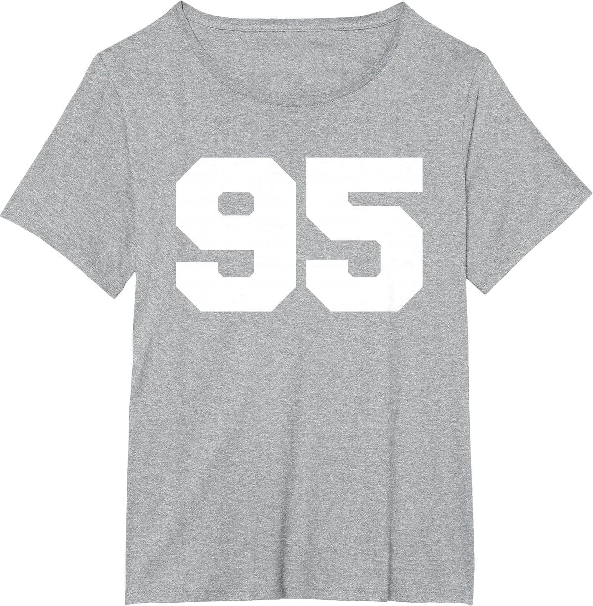Number 95 Sports Jersey Player Fan T-Shirt Varsity Style Tee Front Print - Heather Grey