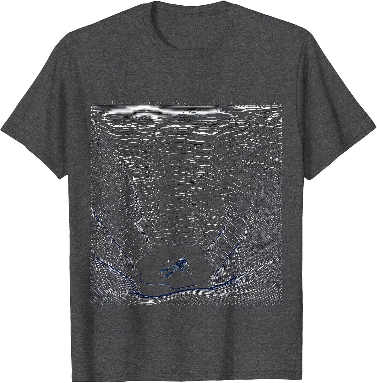 Men's Topographic Contour Scuba Diver Gift Adventure Humor T-Shirt - Dark Heather Grey