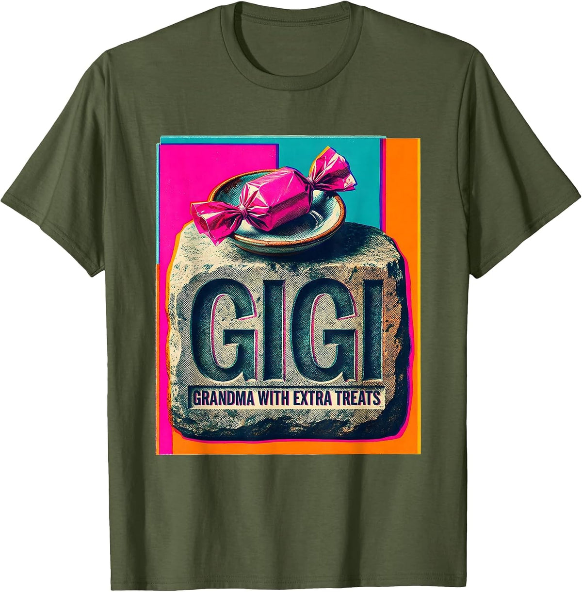 Gigi Grandma With Extra Treats Affectionate Humor Family T-Shirt - Olive Green