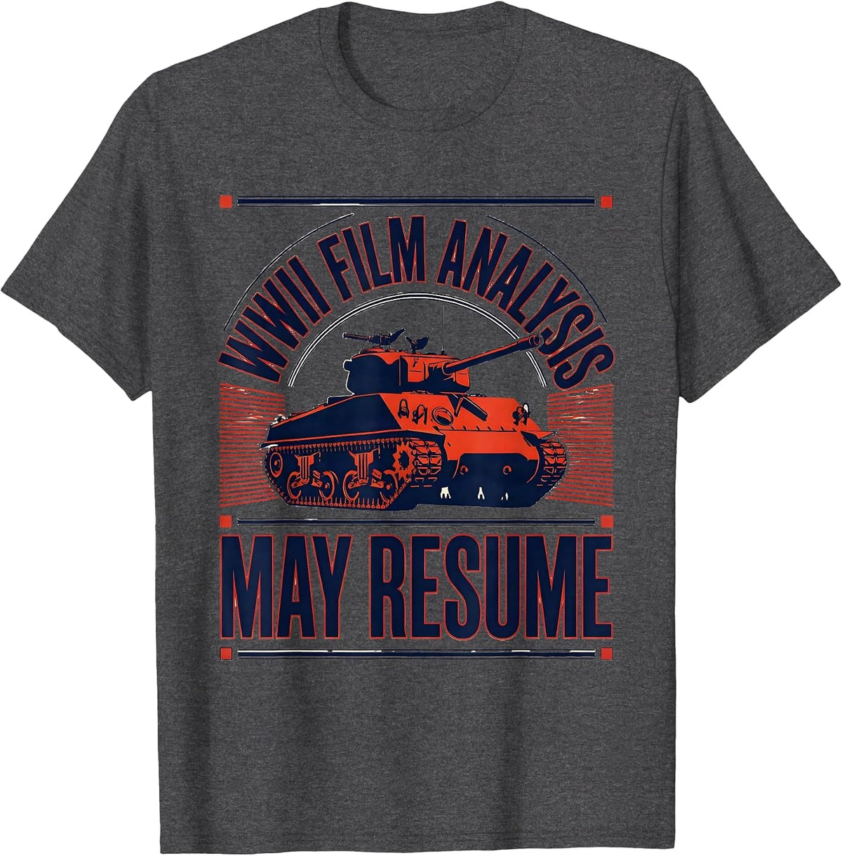 Men's WWII Film Analysis May Resume Retro World War Two History T-Shirt - Dark Heather Grey