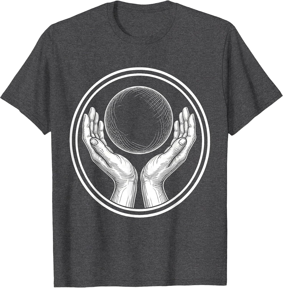 Dear Person Behind Me Glowing Orb Hands Design T-Shirt - Dark Heather Grey