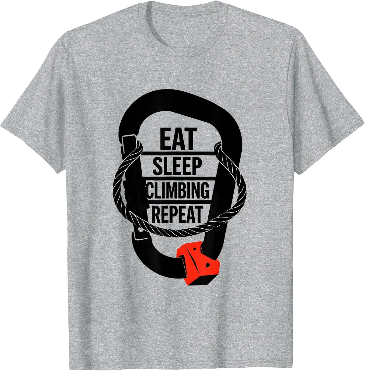 Men's EAT SLEEP CLIMBING REPEAT Minimalist Sport Fan Gift T-Shirt - Heather Grey