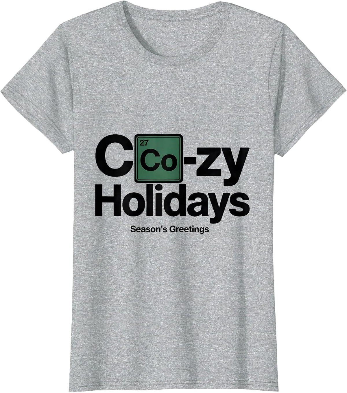 Co-zy Holidays Nerdy Science Humor Periodic Table Chemistry T-Shirt - Heather Grey