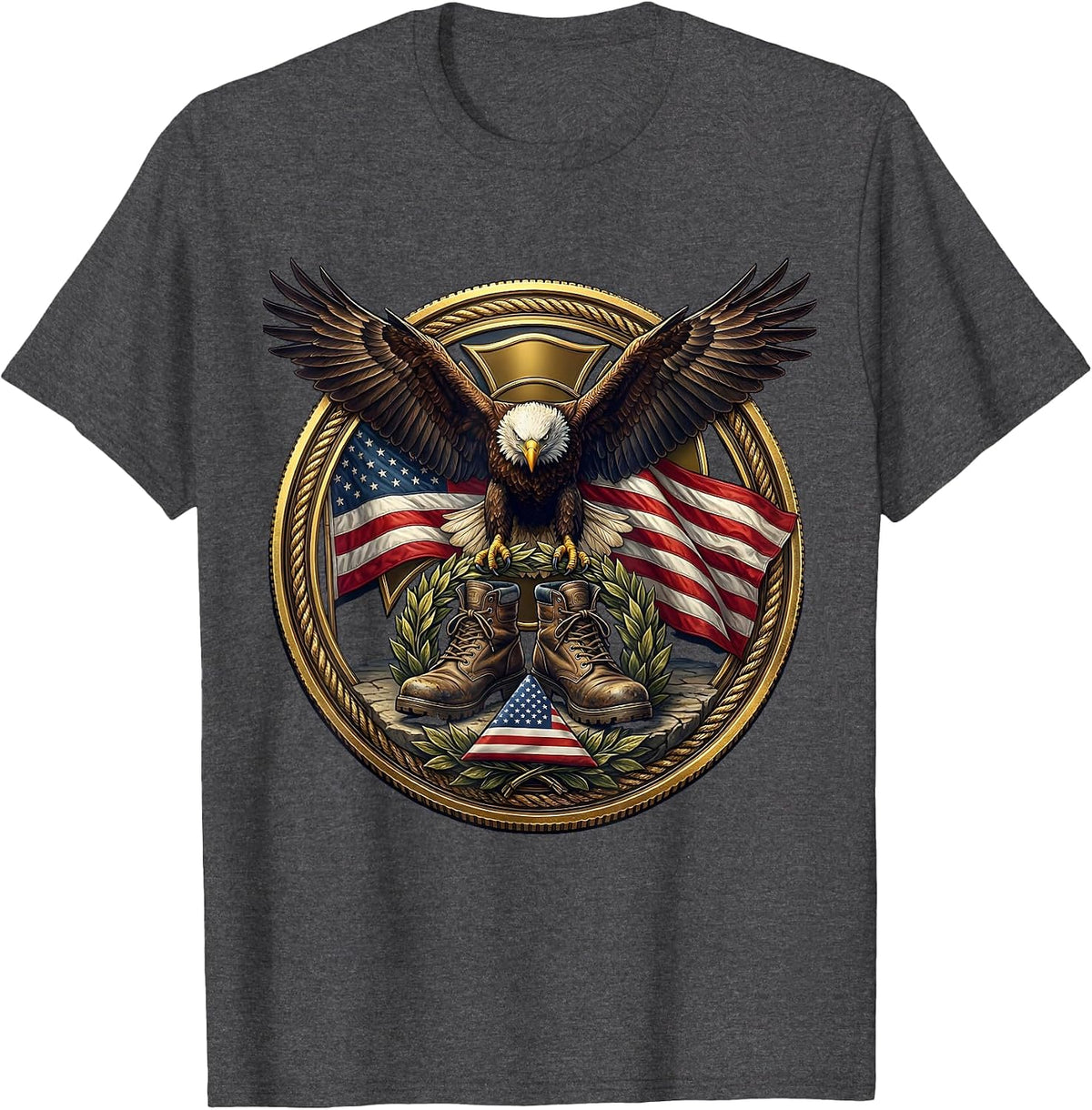 Boots on the Ground Fallen Soldier Memorial T-Shirt - Dark Heather Grey