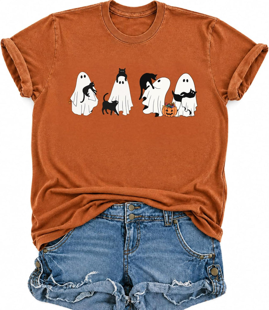 Women’s Halloween Nurse Shirt Cute Spooky Graphic Nurse Tee - Brown1