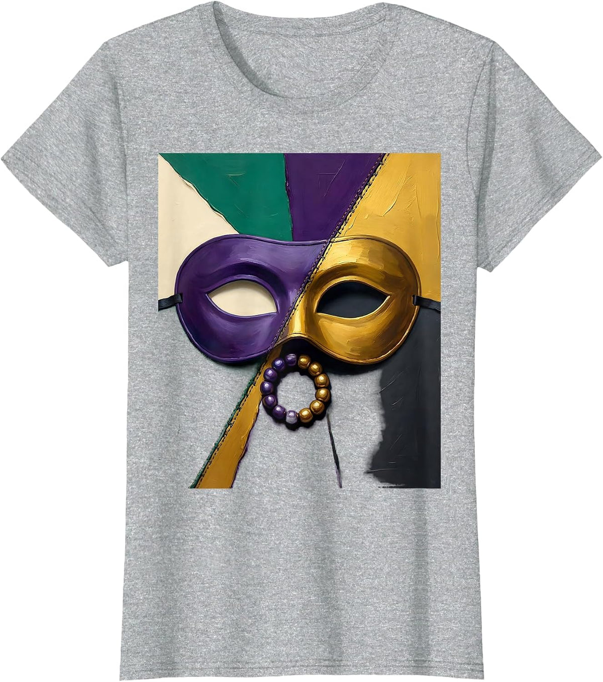 Interlocked Planes Domino Mask Gouache Poster Mardi Gras T-Shirt - Heather Grey