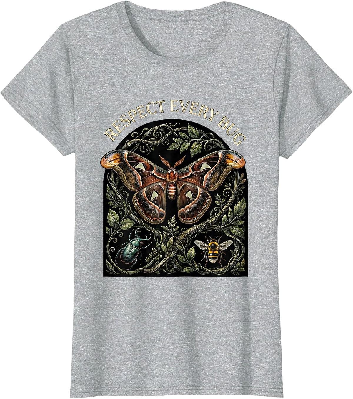 Respect Every Bug Whimsical Entomology Bug Collector Nature T-Shirt - Heather Grey