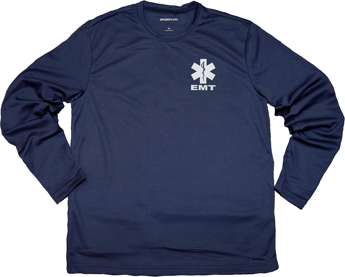 EMT Long Sleeve Moisture Wicking tee with Reflective Decoration - Navy