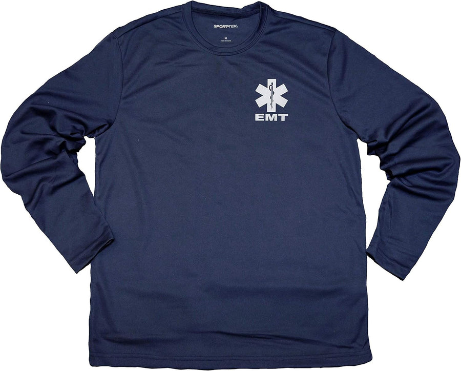 EMT Long Sleeve Moisture Wicking tee with Reflective Decoration - Navy