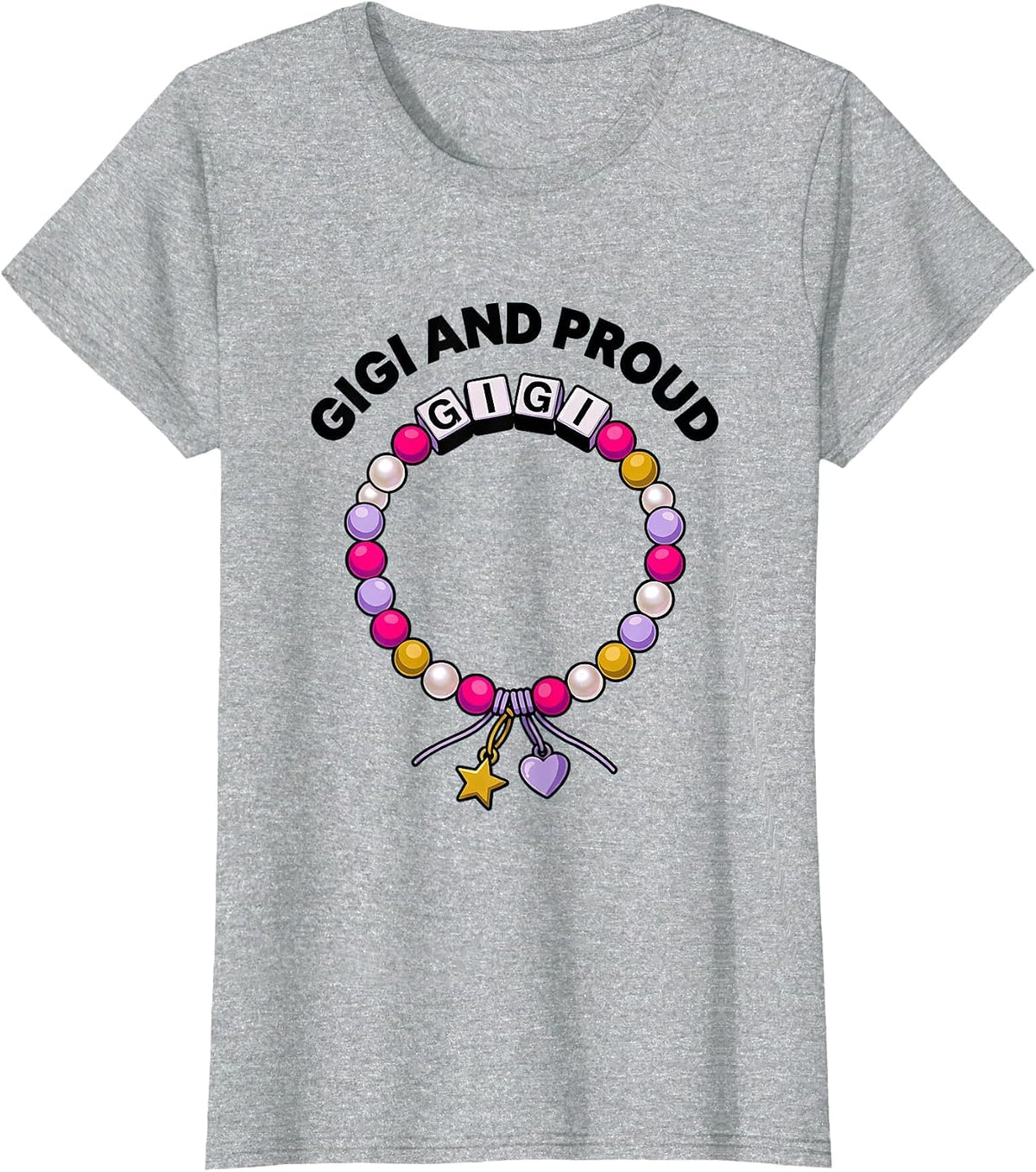 Women's Gigi And Proud Grandma Gift Design T-Shirt - Heather Grey