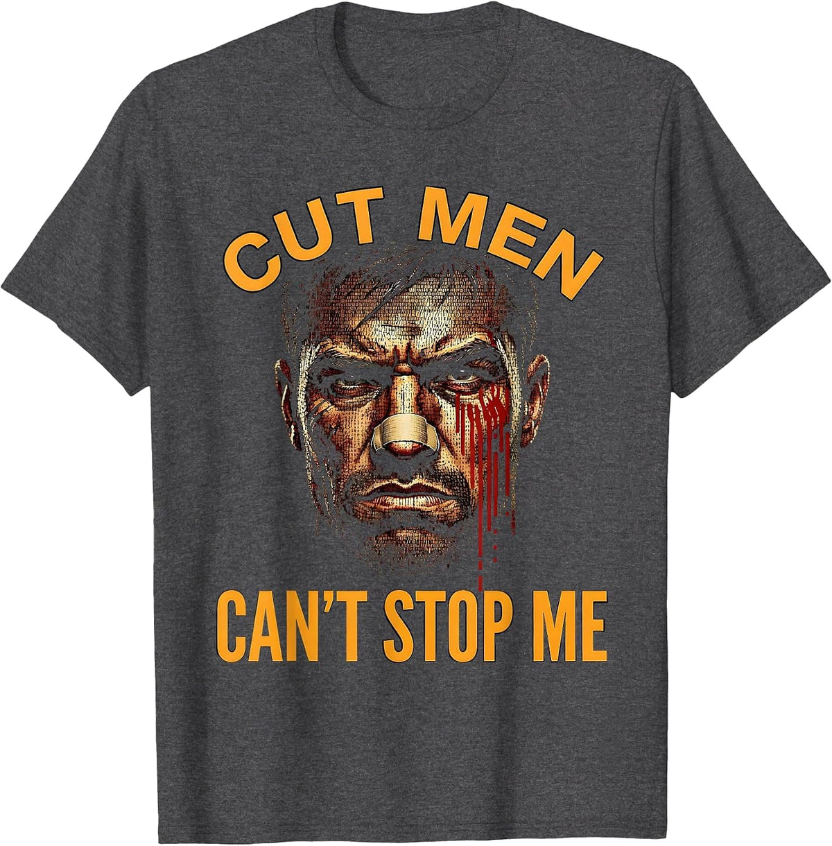 Cut Men Can't Stop Me Bold Boxing Design T-Shirt - Dark Heather Grey