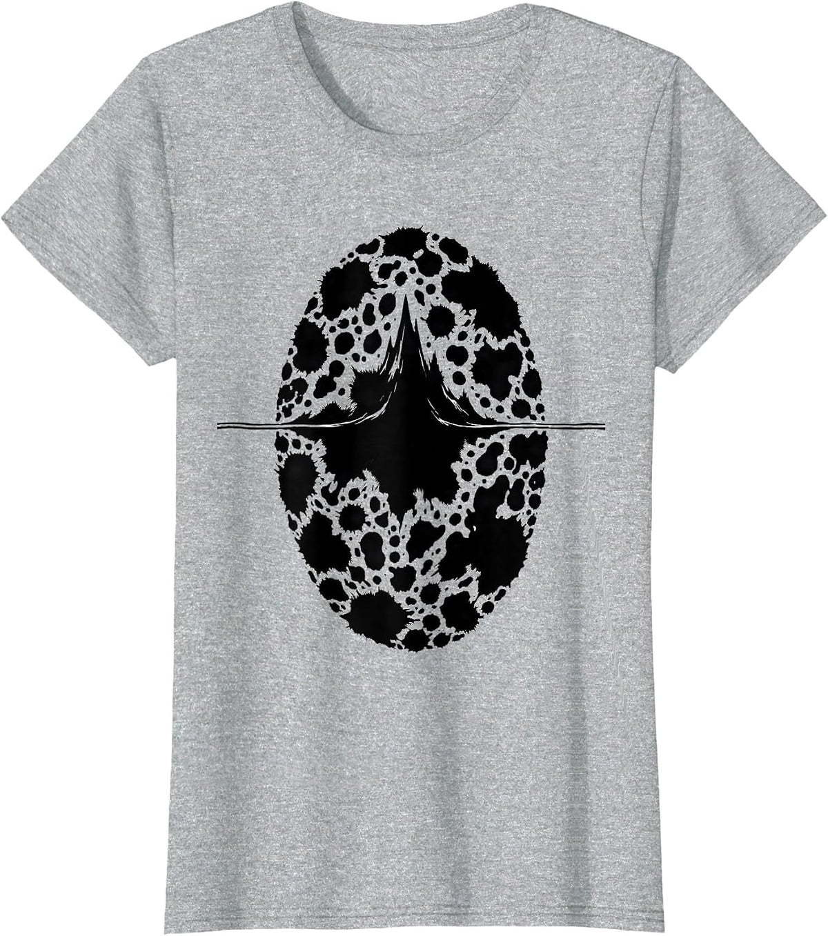 Women's Cow Hide Blotch Heart Pattern Funny Cow Lover T-Shirt - Heather Grey