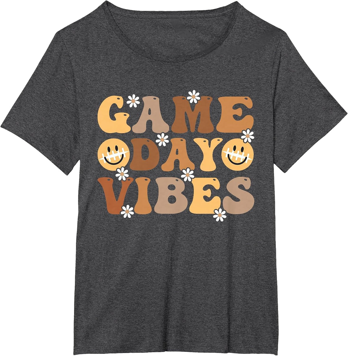 Funny American Football Game Day Vibes Sport Women Girl T-Shirt - Dark Heather Grey