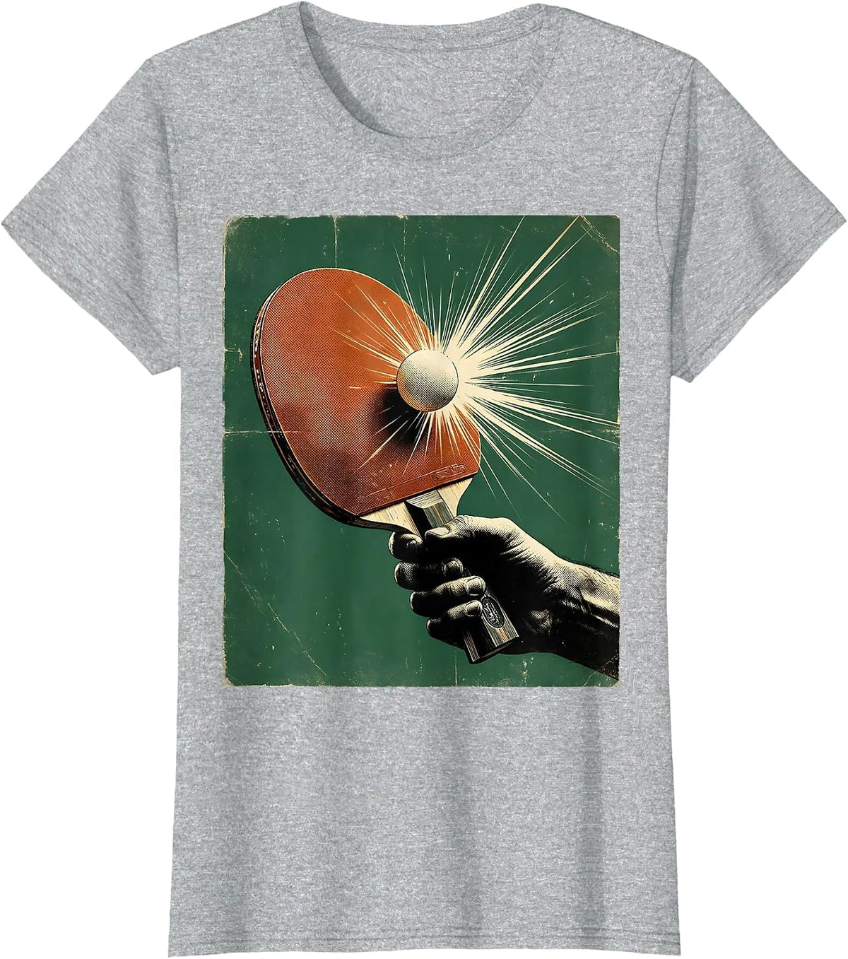 Ping Pong Paddle Mid-Slam Graphic Tee T-Shirt - Heather Grey