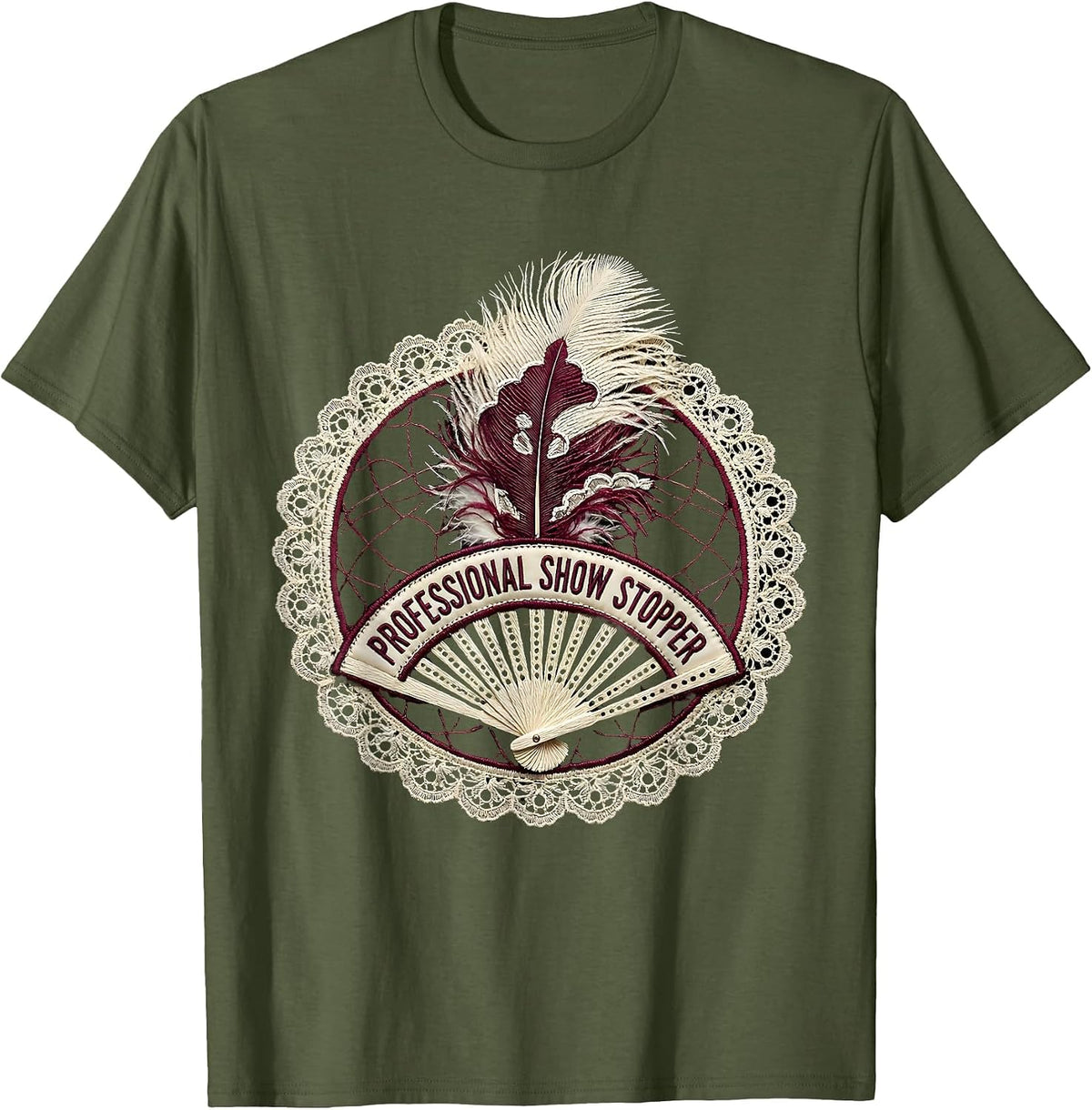 Men's Professional Show Stopper Showgirl Design T-Shirt - Olive Green