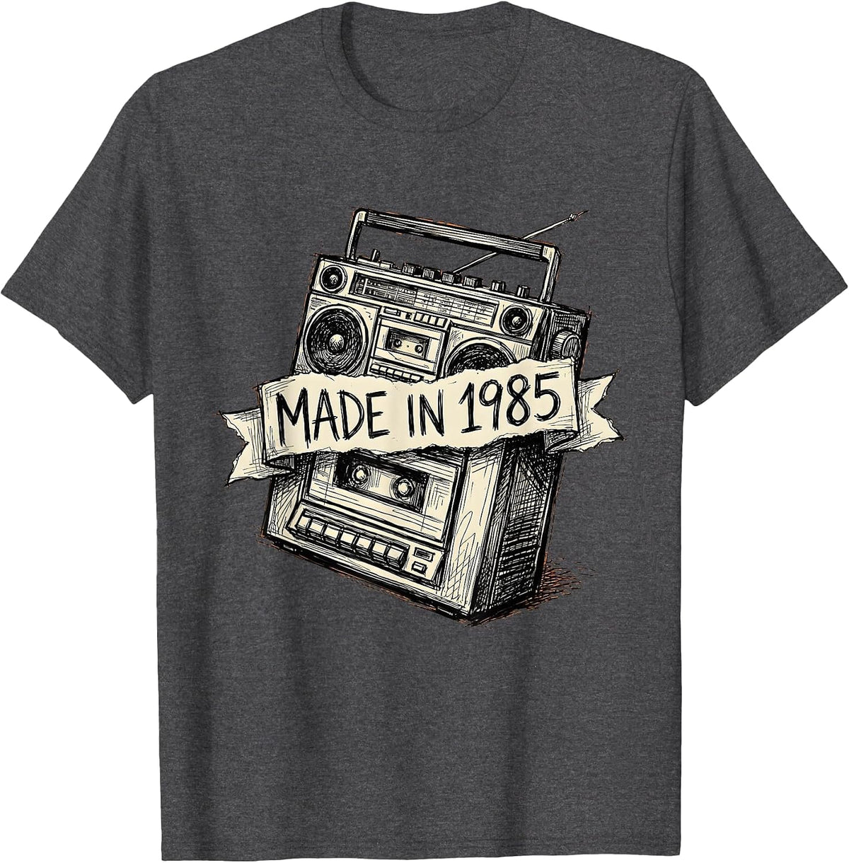 Made in 1985 Classic Birth Year Design T-Shirt - Dark Heather Grey
