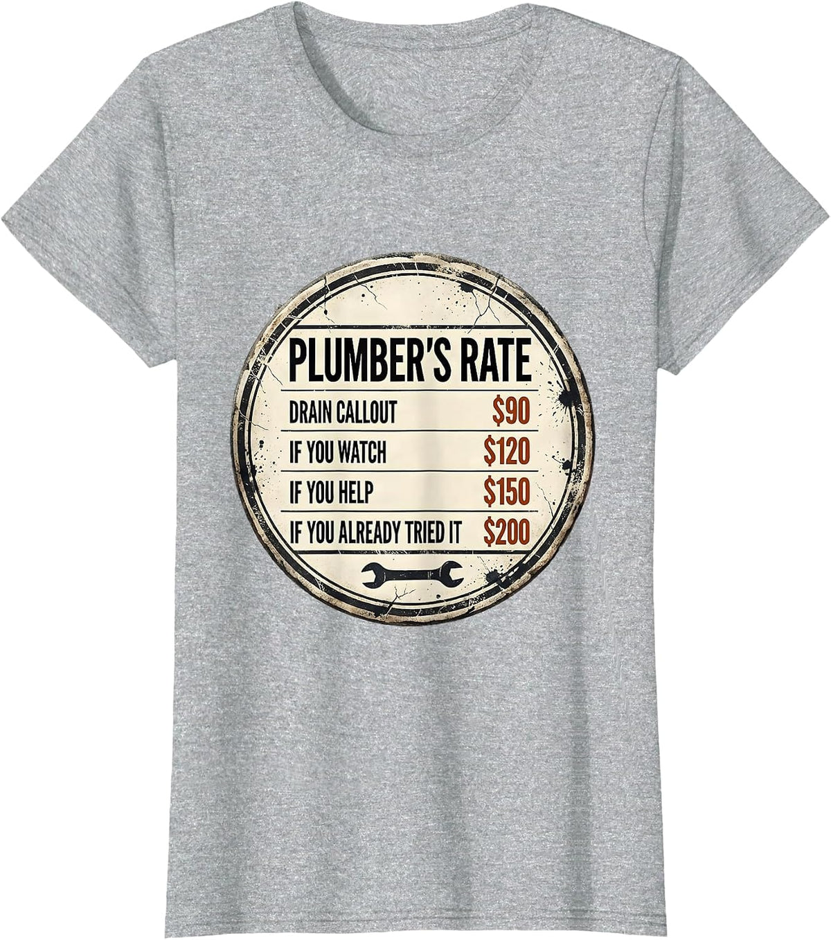 Women's Plumber's Rate Funny Plumbing Trade Humor T-Shirt - Heather Grey
