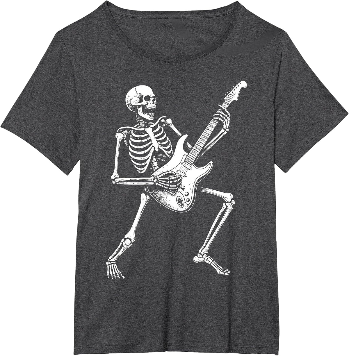 Skeleton Guitar Heavy Metal T-Shirt - Dark Heather Grey