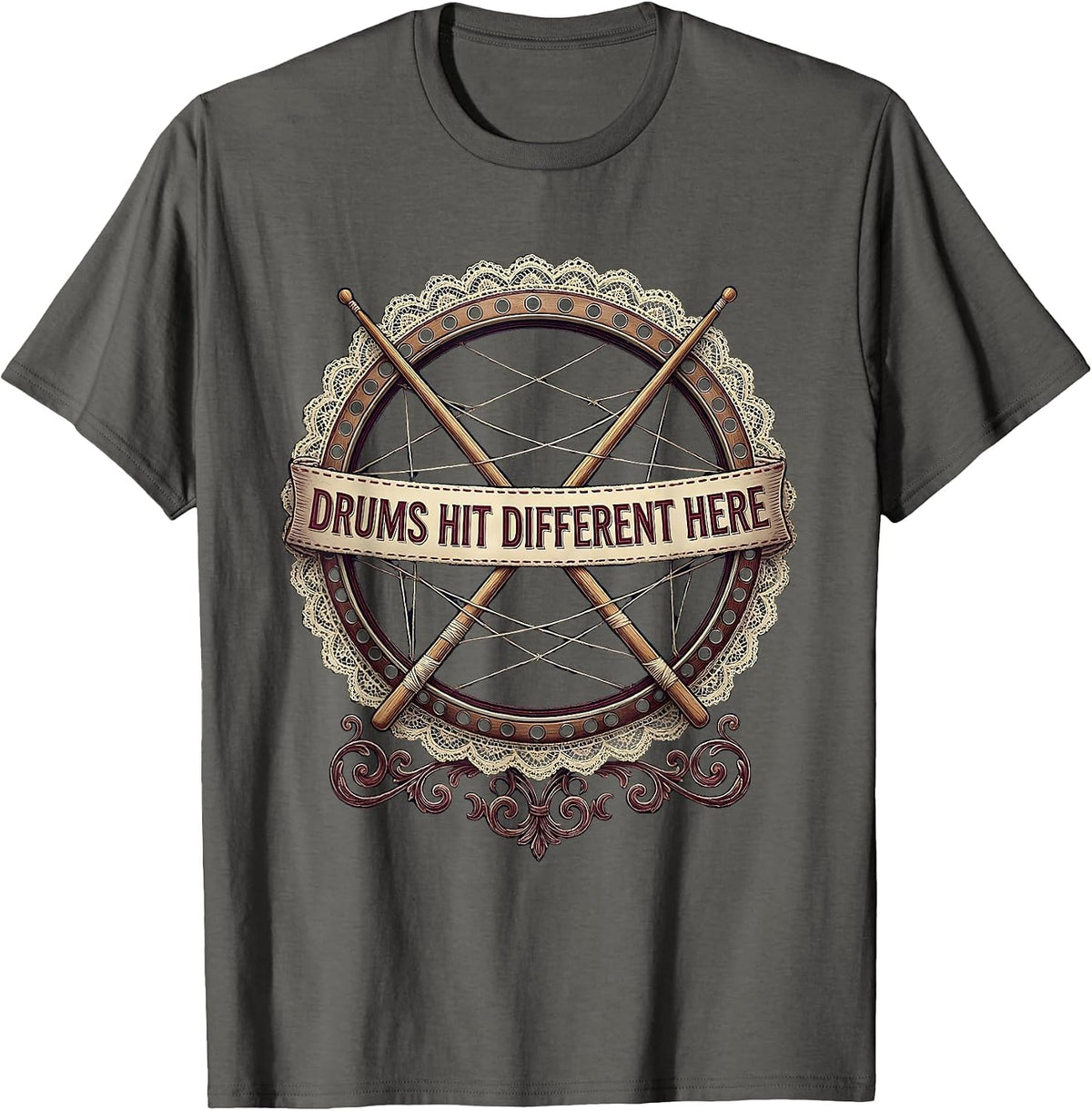 Drums Hit Different Drummer Band Music Design T-Shirt - Asphalt Grey
